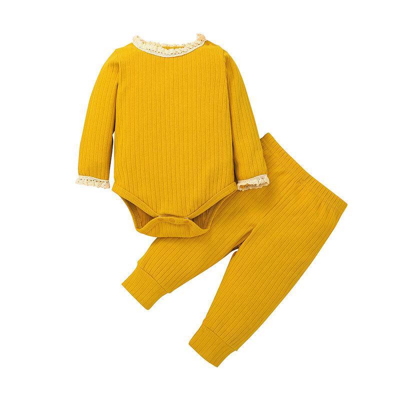 Baby Solid Color Climbing Suit Two-piece Set