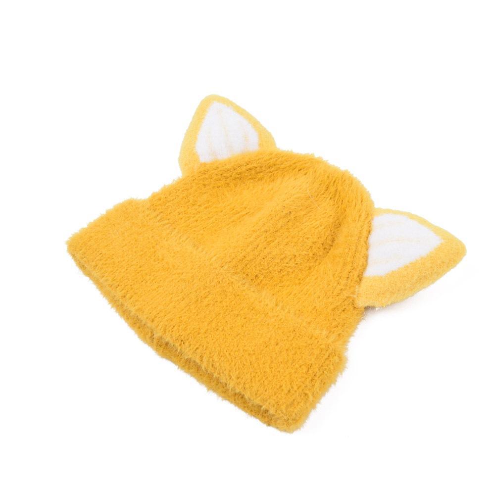 Cartoon Children's Cat Ear Knitted Hat Warm Plush Hat