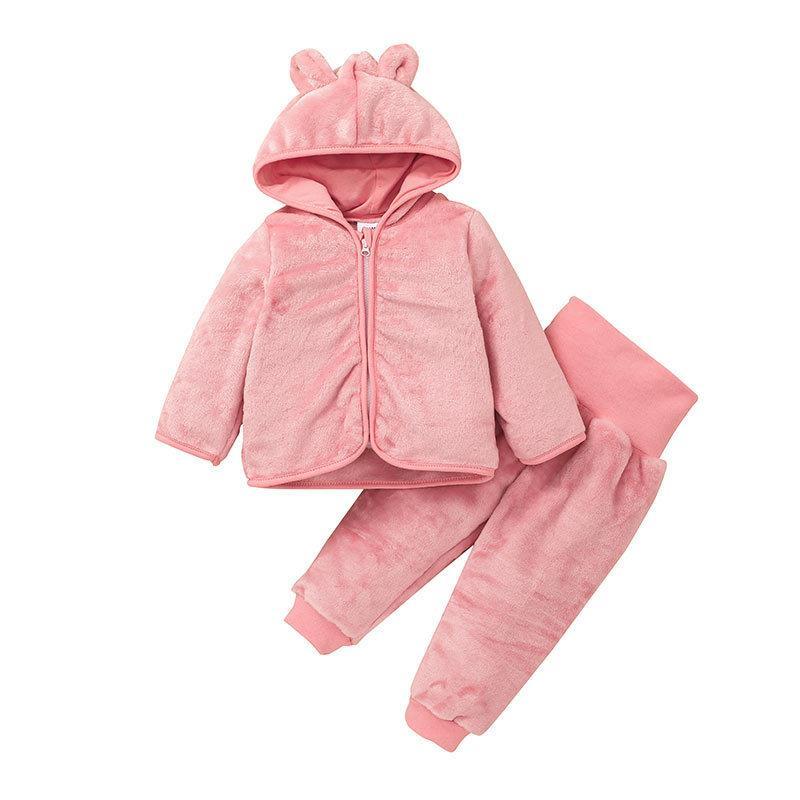 Children's Wear Hooded Zippered Shirt Pants Two-Piece Set