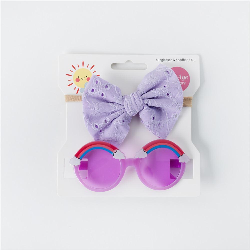Children's Sunglasses Hollow Bow Hair Band 2pcs/Set