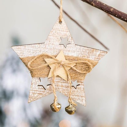 Christmas Wooden Decorative Pendant Star Elk Sock Tree