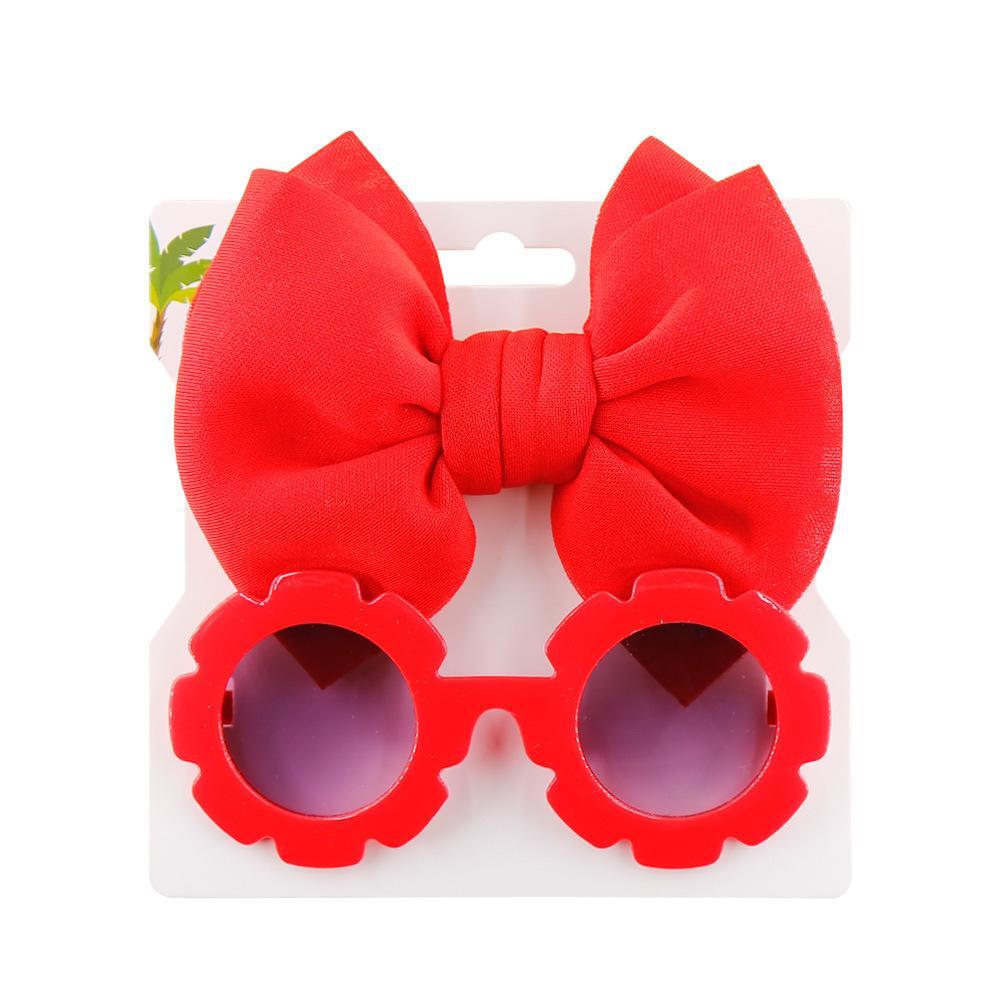 Children's Sunglasses Bow Headband Combination Set