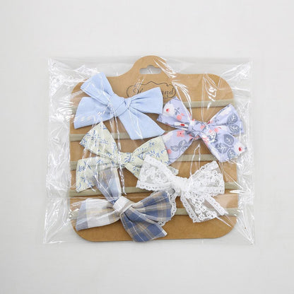Children's Hair Tie Handmade Bow Hair Band 5pc/set