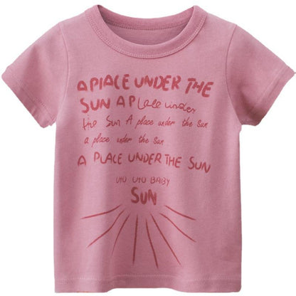 Short sleeved children's foreign style round neck top