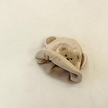 Baby Bear Boy Knitted Hat Plus Cotton Wool Hat