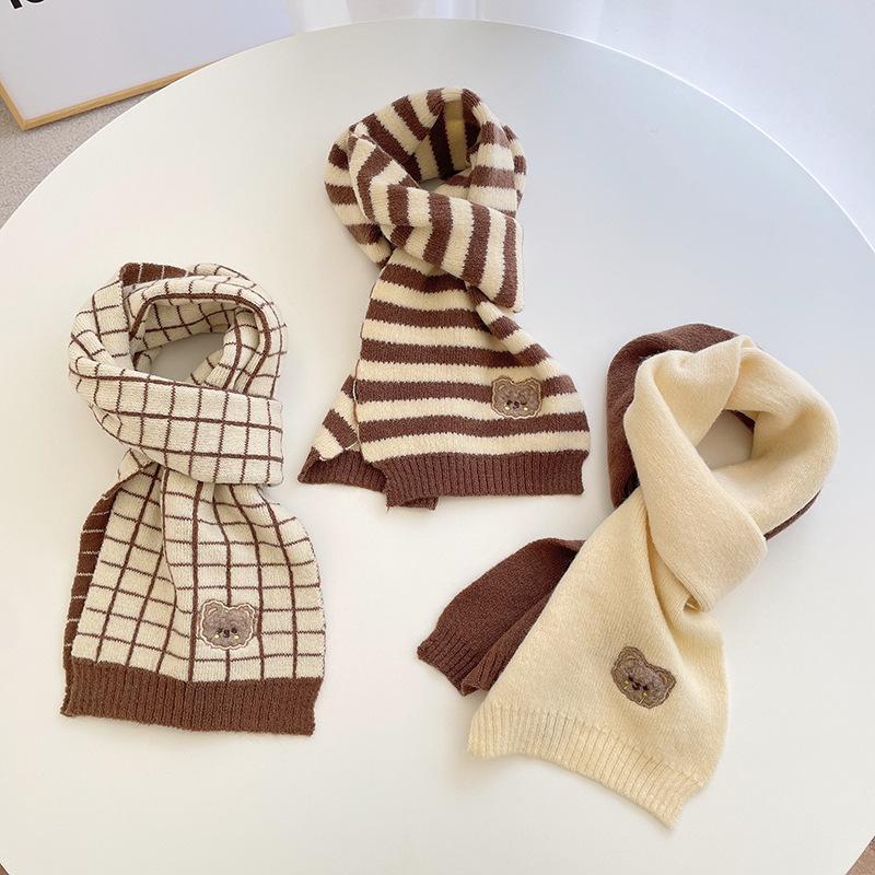 Children's Bear Knitted Scarf Warm Wool Gloves