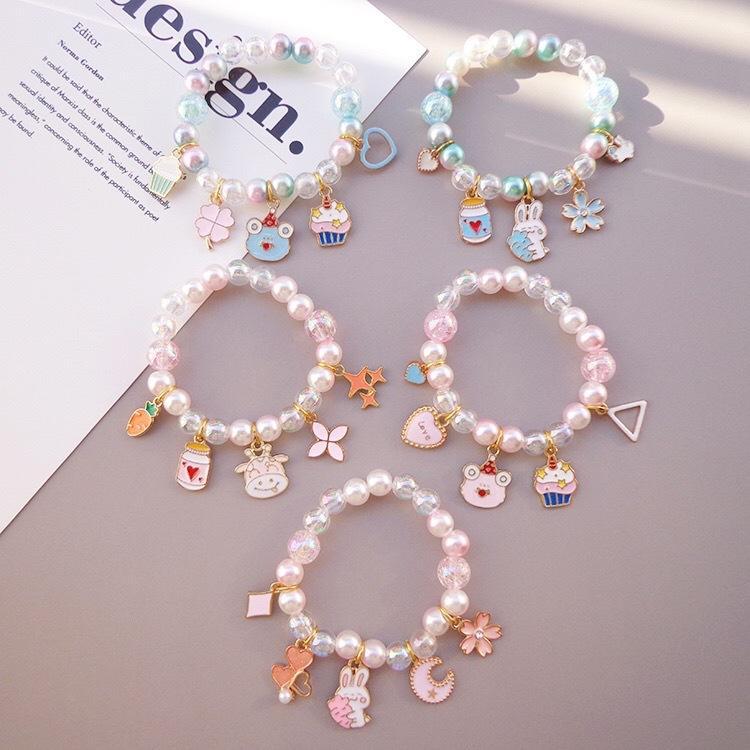 Girl's Cute Cartoon Pendant Beaded Bracelet