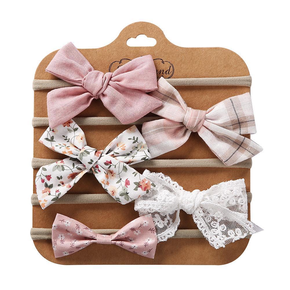 Children's Hair Tie Handmade Bow Hair Band 5pc/set
