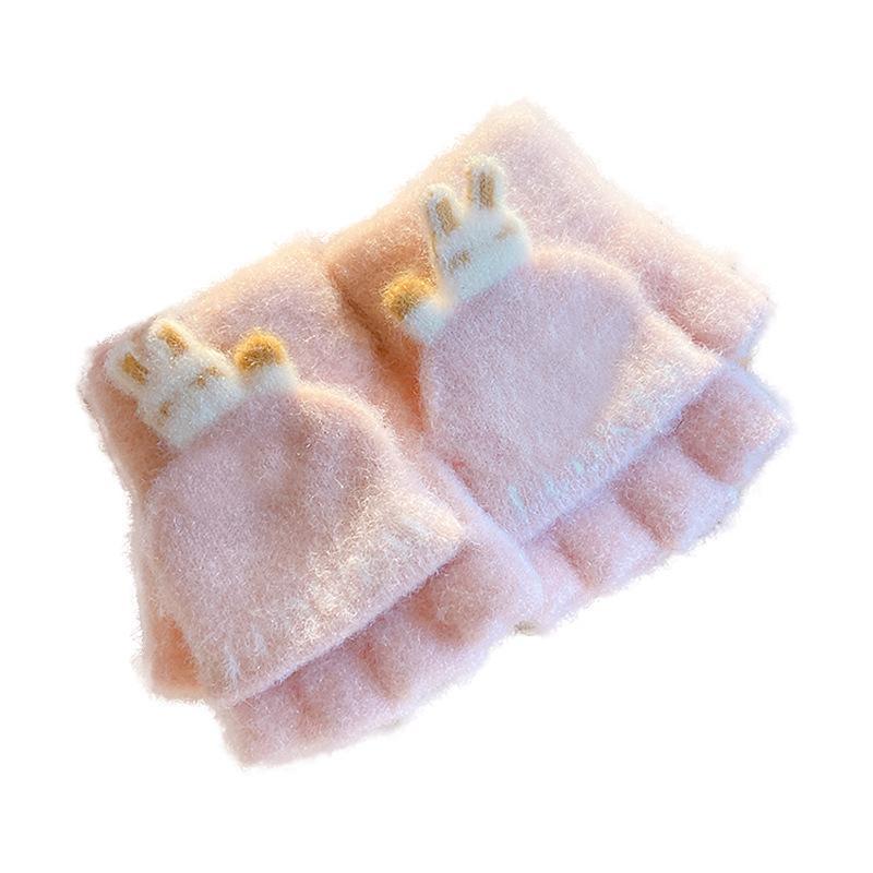Children's Thickened Warm Half Flip Gloves
