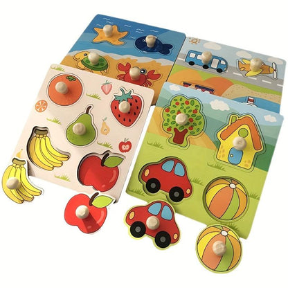 4Pcs/Set Children's Hand Scratching Board 3D Puzzle Wooden Toys