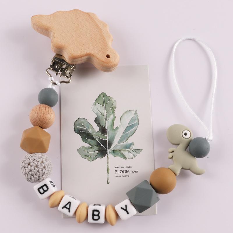 Natural Beech Baby Pacifier Clip Silicone Anti-drop Chain