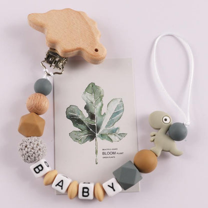 Natural Beech Baby Pacifier Clip Silicone Anti-drop Chain