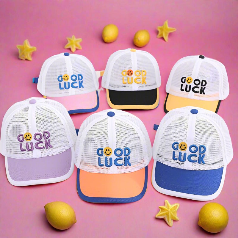 Good Luck Smiley Kids Mesh Sunshade Mesh Cap