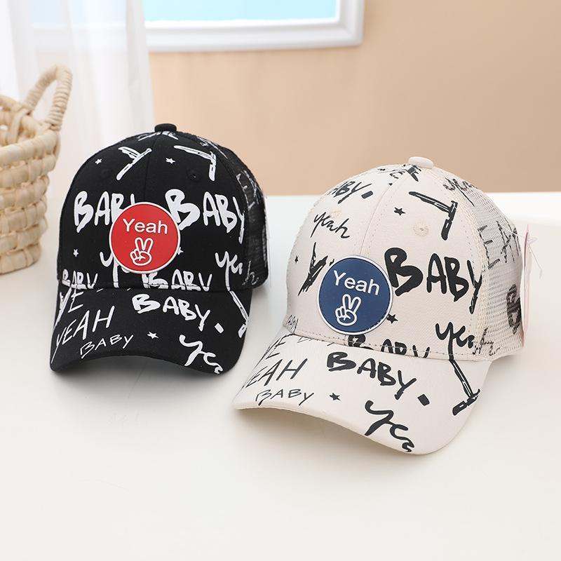 Children Graffiti Print Kids Sunshade Mesh Cap