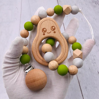Infant Silicone Pacifier Clip Anti-drop Chain Beech Avocado Bracelet