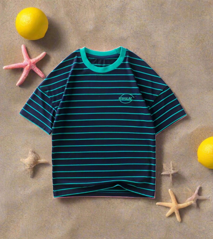 Striped embroidered top children's Short Sleeve