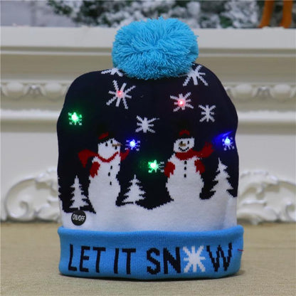 Christmas Decorations Adult Children's Luminous Knitted Christmas Hat
