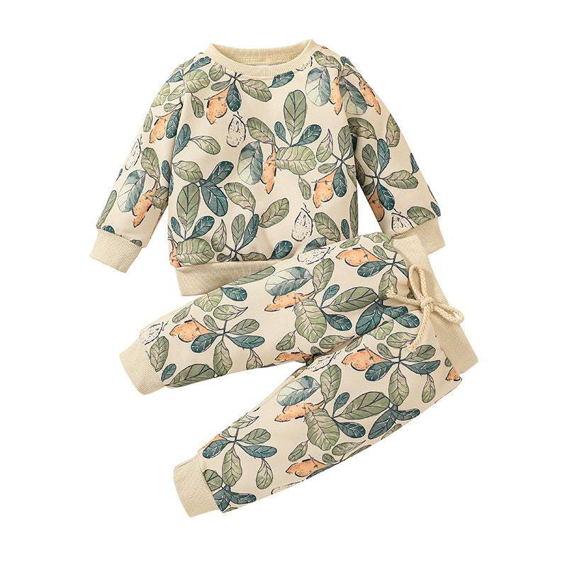 Children's Autumn Long Sleeve Crewneck Pullover Two-Piece Set