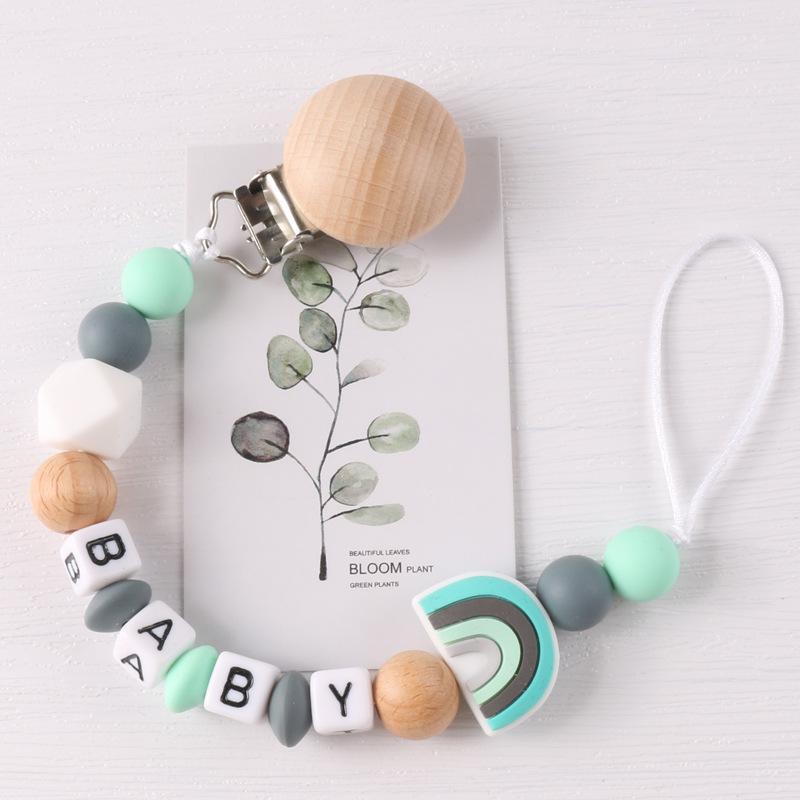 Beech Silicone Pacifier clip Baby Teether Toy Anti-lost Chain