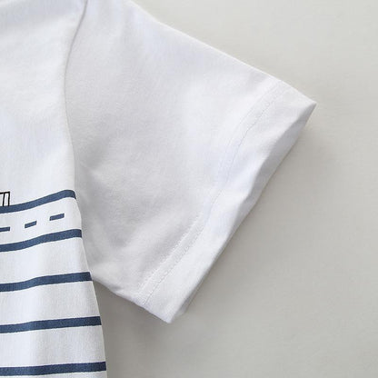 Small and medium-sized children's round neck cartoon children's T-shirt boys' T-shirt