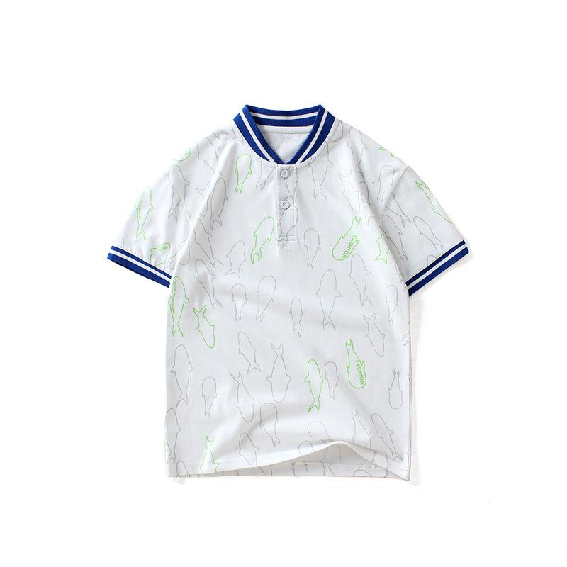 V-neck T-shirt open chest shirt boys' short sleeve