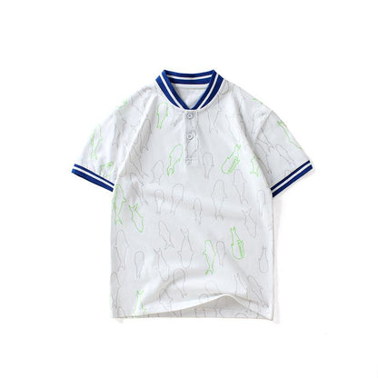 V-neck T-shirt open chest shirt boys' short sleeve