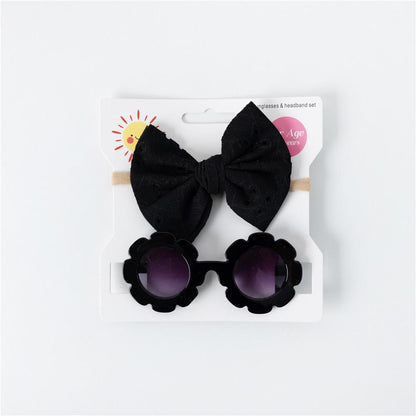 Children's Sunglasses Hollow Bow Hair Band 2pcs/Set