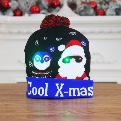Christmas Decorations Adult Children's Luminous Knitted Christmas Hat