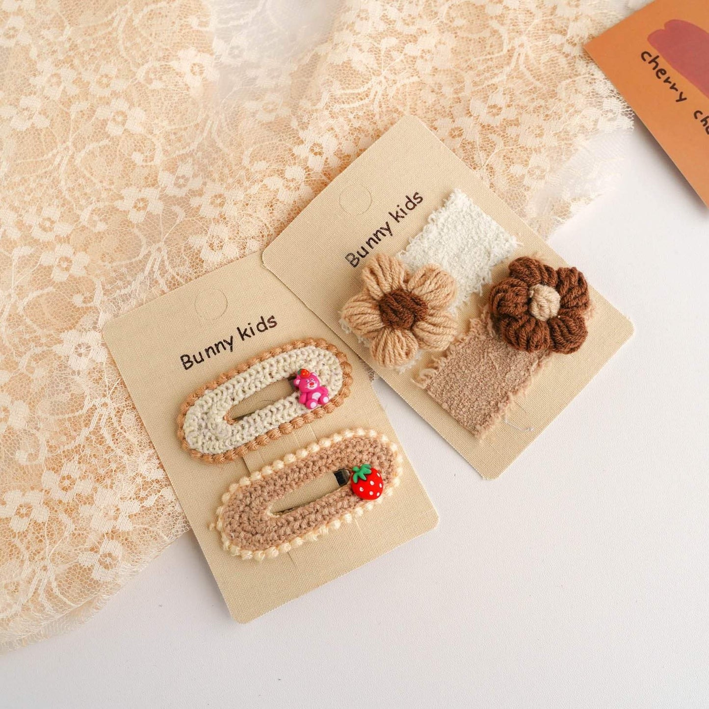 Children's Bear Wool Flower Hairpin