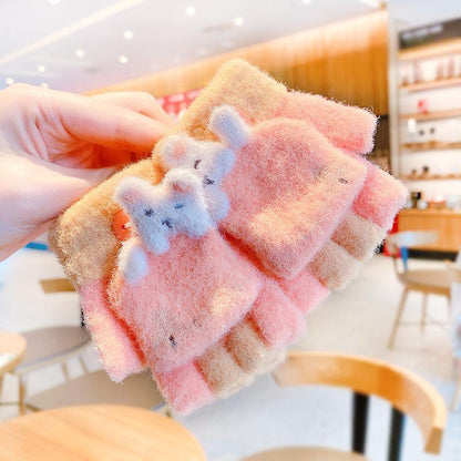 Children's Thickened Warm Half Flip Gloves