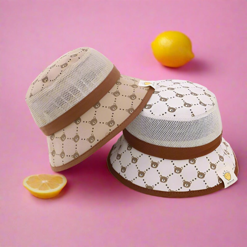 Sunshade Wired Bear Print Children's Mesh Hat