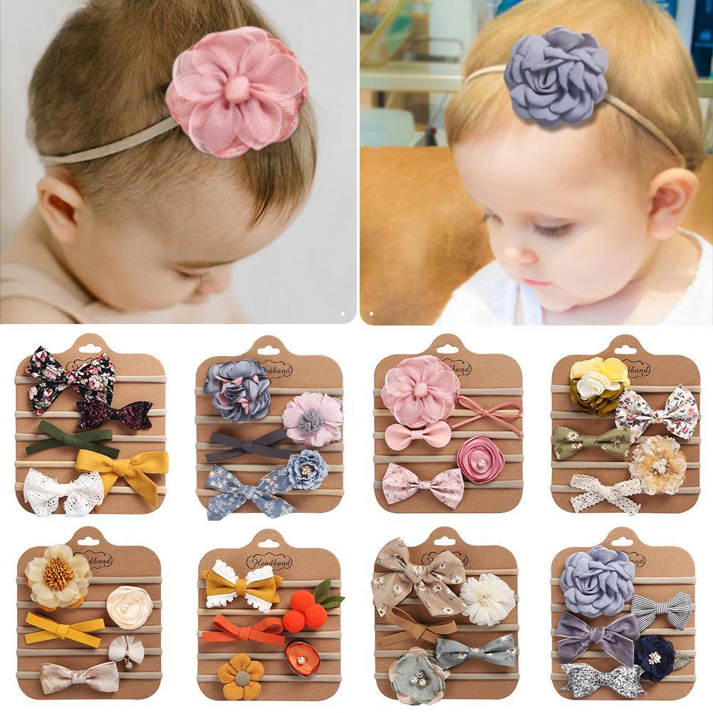 Handmade Bow Hair Band 5pcs/set Stretch Baby Headdress