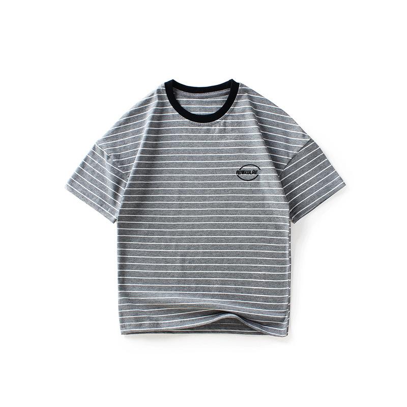 Striped embroidered top children's Short Sleeve