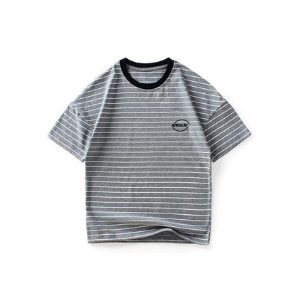 Striped embroidered top children's Short Sleeve