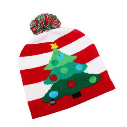 Christmas Decorations Adult Children's Luminous Knitted Christmas Hat