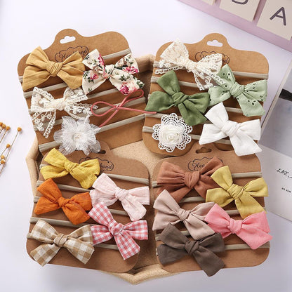 Children's Hair Tie Handmade Bow Hair Band 5pc/set