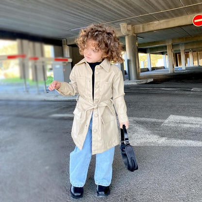 Kids Faux Leather Jacket Lace-Up Leather