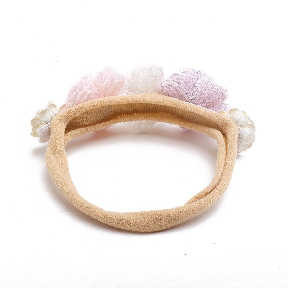 Baby Beige Pearl Rhinestone Nylon Headband