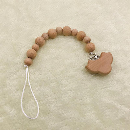 Baby Soothing Nipple Clip Beech Wood Nipple Anti-drop Chain