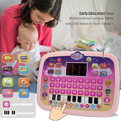 Tablet Toddler Learning Pad With LED Screen, Teaching Alphabet Numbers Word Music Math Early Development Interactive Electronic Toy For Boys & Girls