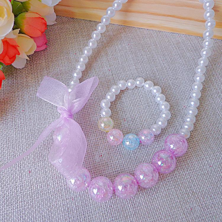 Clothing Ribbon Bow Accessories Children's Necklace Bracelet Set