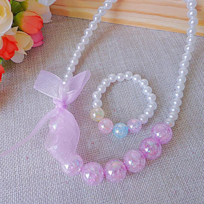 Clothing Ribbon Bow Accessories Children's Necklace Bracelet Set