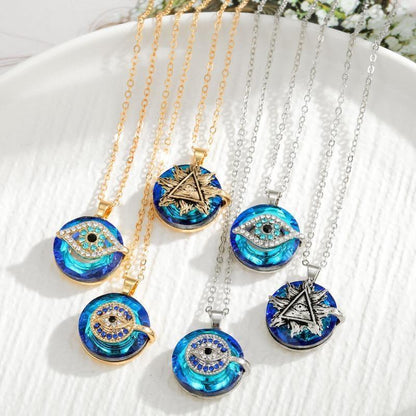 Fashion Round Crystal Blue Evil Eye Necklace