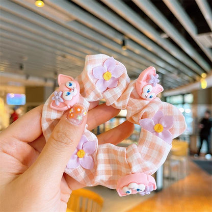 Children's Cartoon Hair Tie Girl's Pink Fabric Hair Rope