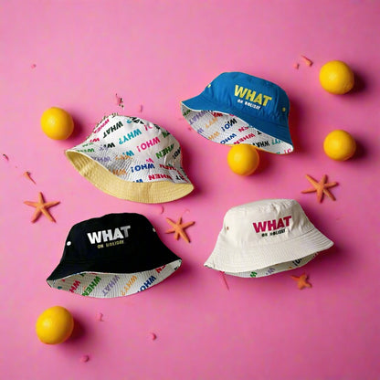 WHAT Letter Reversible Children's Bucket Hat