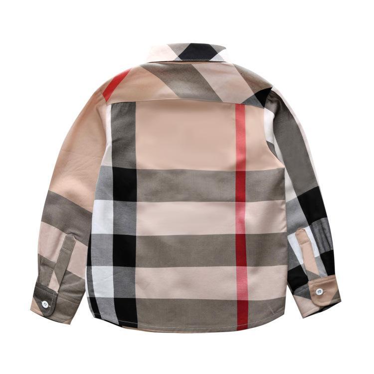 Children's Lapel Long Sleeve Plaid Shirt