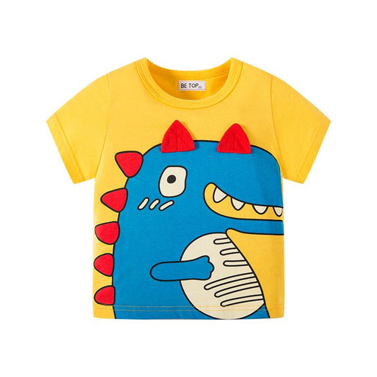 Three dimensional dinosaur cartoon children's top boy's foreign style clothes children's short sleeved T-shirt