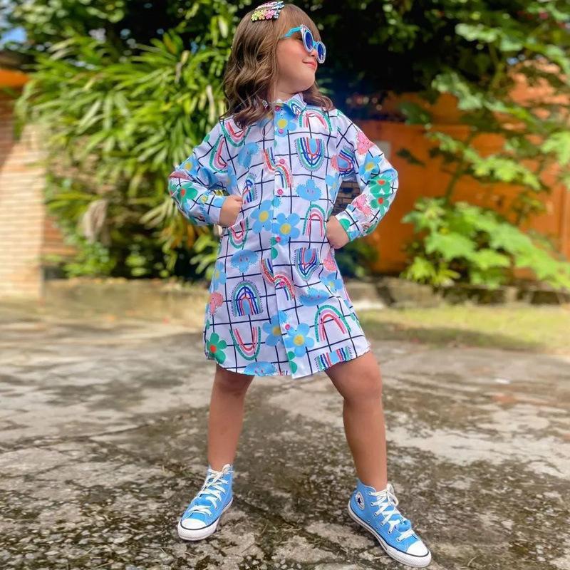 Children's Casual Long Sleeve Printed Dress Petticoat