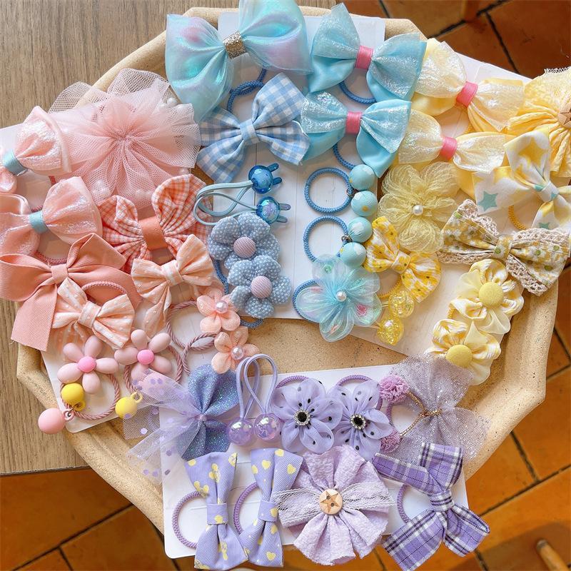 10pcs/set Kid's Rubber Band High Elastic Bow Flower Hair Tie