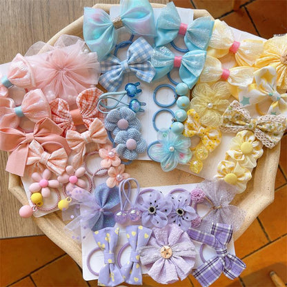 10pcs/set Kid's Rubber Band High Elastic Bow Flower Hair Tie